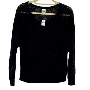 New! NWT PINK Victoria’s Secret Lace Long Sleeve Top Small